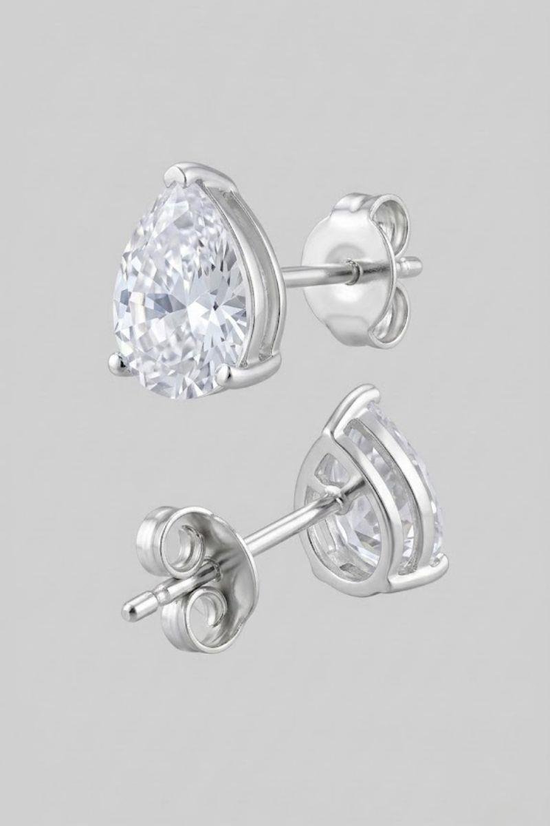 BRINCO PRATA 925 GOTA PONTO LUZ 8X10MM
