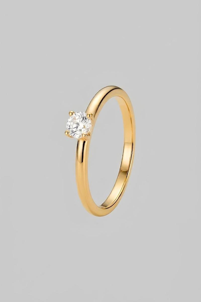 ANEL SOLITARIO ZIRCONIAS 4MM OURO