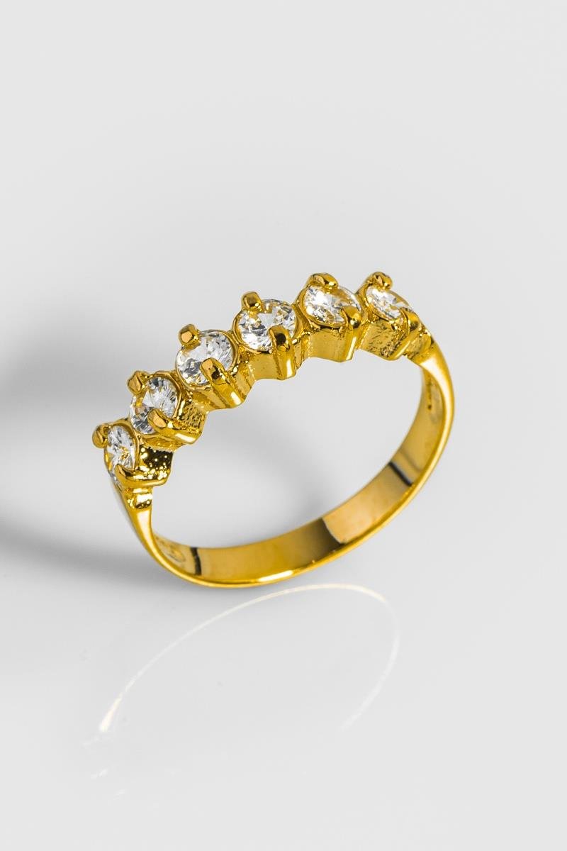 ANEL COM SEIS ZIRCÔNIAS OURO