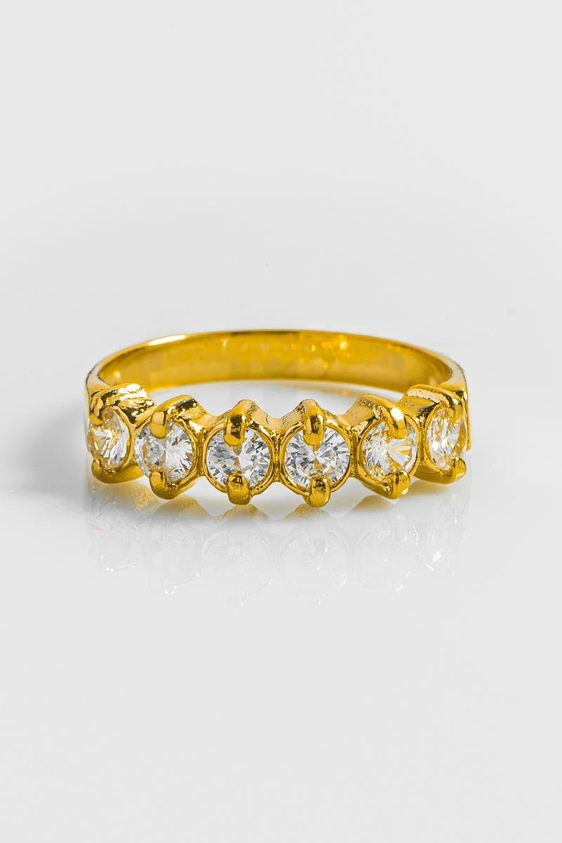 ANEL COM SEIS ZIRCÔNIAS OURO