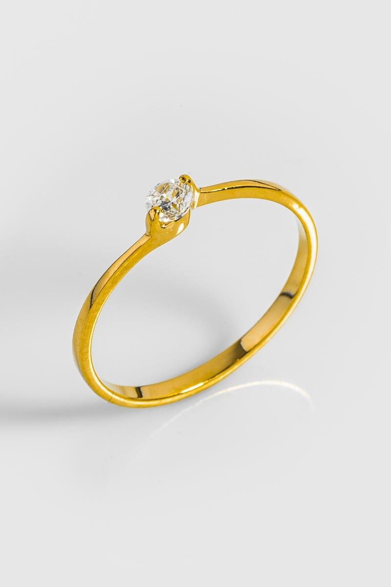 ANEL SOLITÁRIO COM ZIRCÔNIA DE 3MM OURO