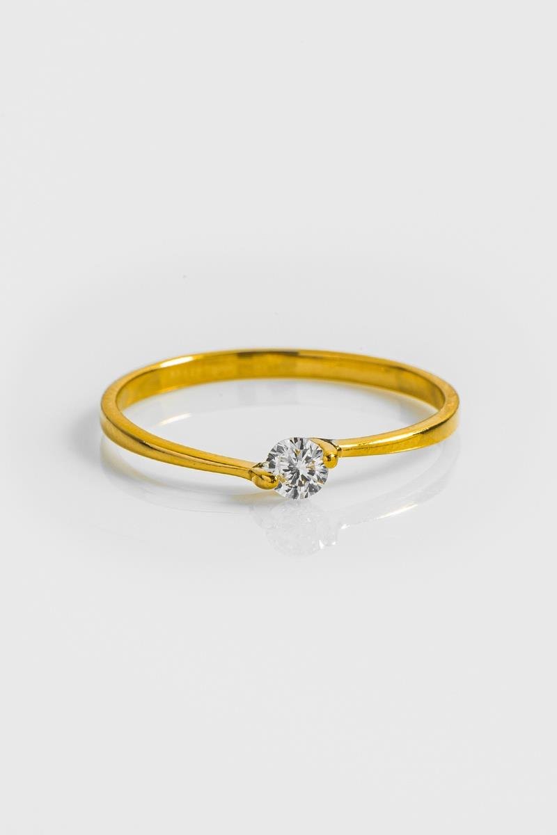 ANEL SOLITÁRIO COM ZIRCÔNIA DE 3MM OURO