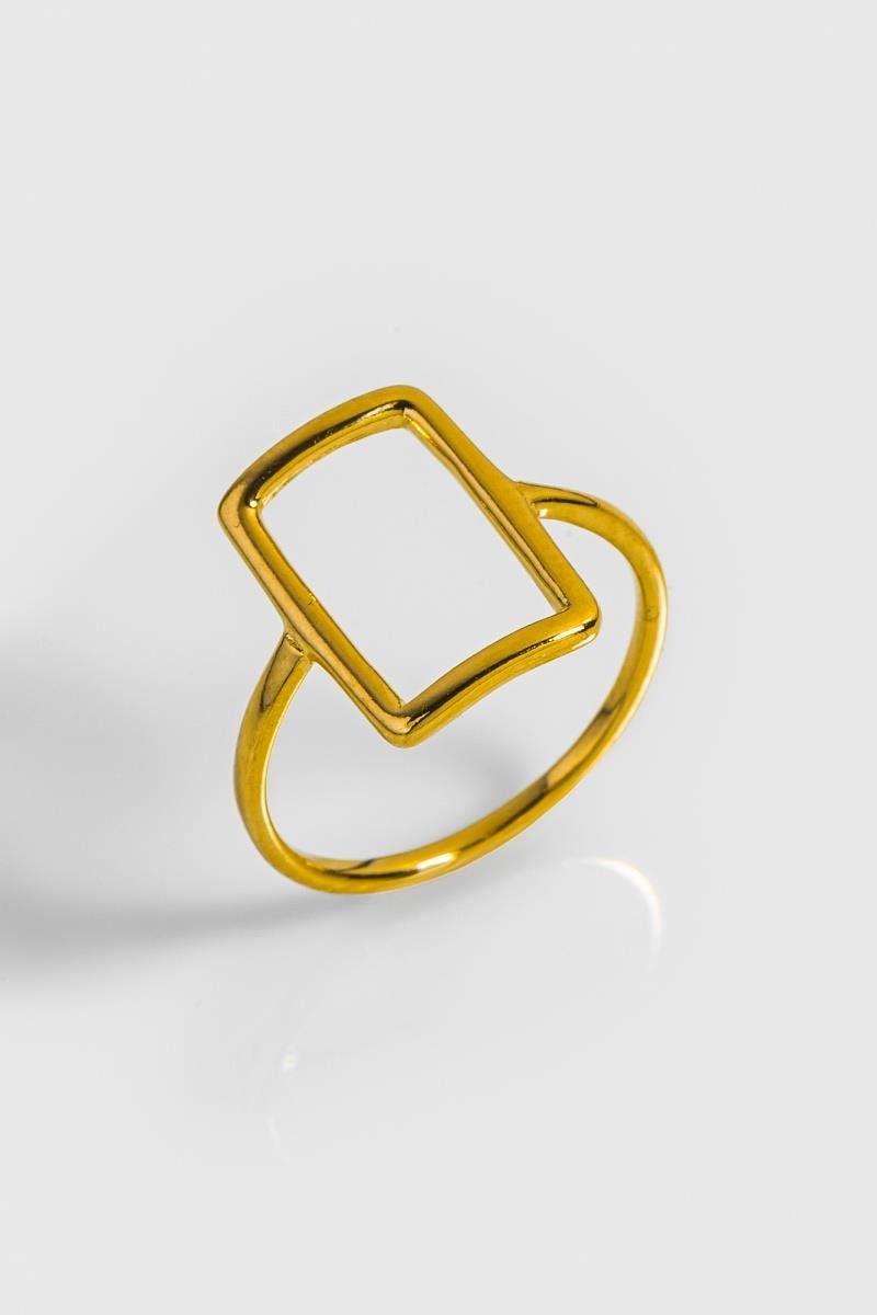 ANEL RETANGULAR VAZADO 10X15MM OURO