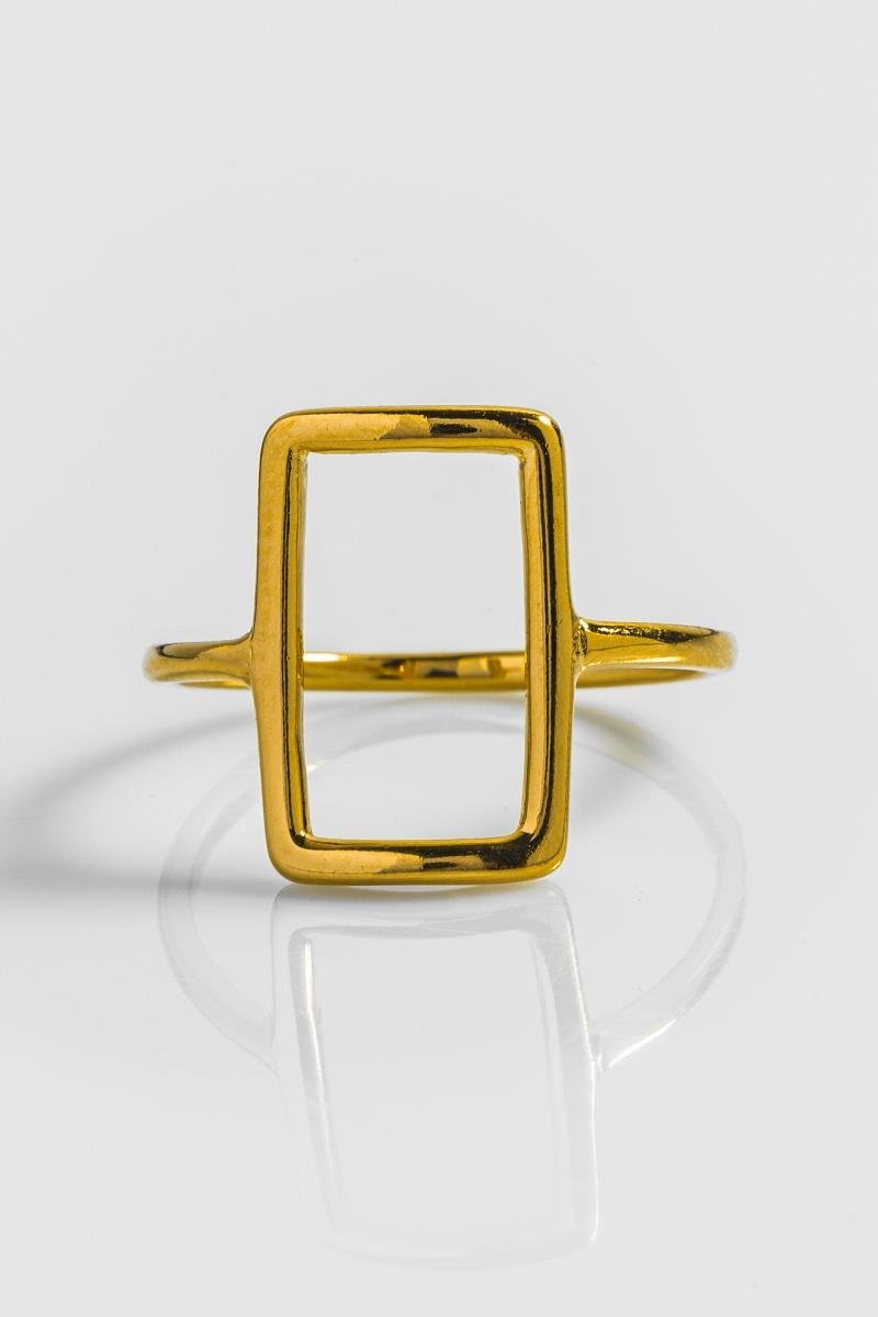 ANEL RETANGULAR VAZADO 10X15MM OURO