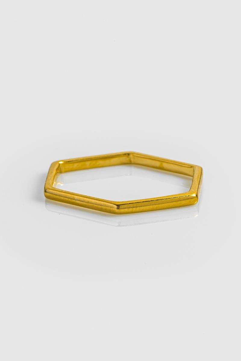 ANEL HEXAGONAL 2MM DE LARGURA OURO