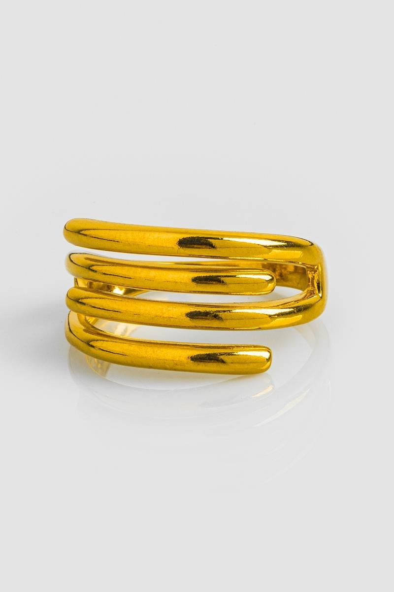 ANEL REGULÁVEL QUATRO FIOS LISO OURO