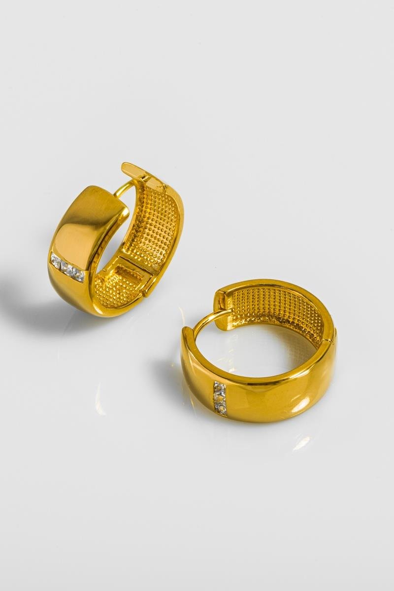 BRINCO ARGOLA CLICK COM DETALHE CRAVEJADO EM ZIRCÔNIAS 20MM OURO