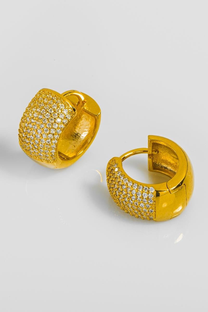 BRINCO DE ARGOLA CRAVEJADO EM ZIRCÔNIAS CLICK 16MM OURO