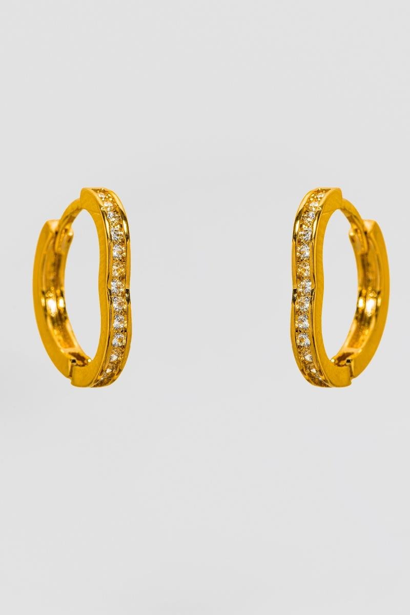 BRINCO DE ARGOLA CORAÇÃO CRAVEJADO EM ZIRCÔNIAS CLICK 14MM OURO