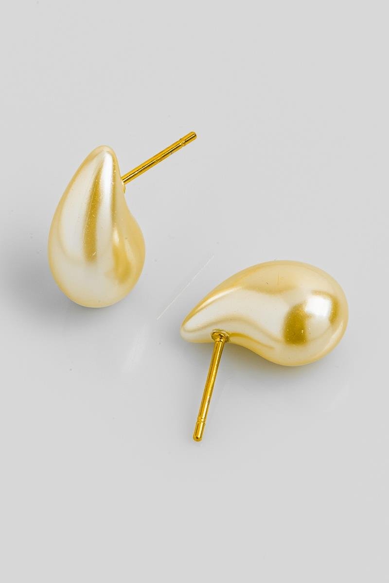 BRINCO GOTA DE PÉROLA 8X16MM OURO
