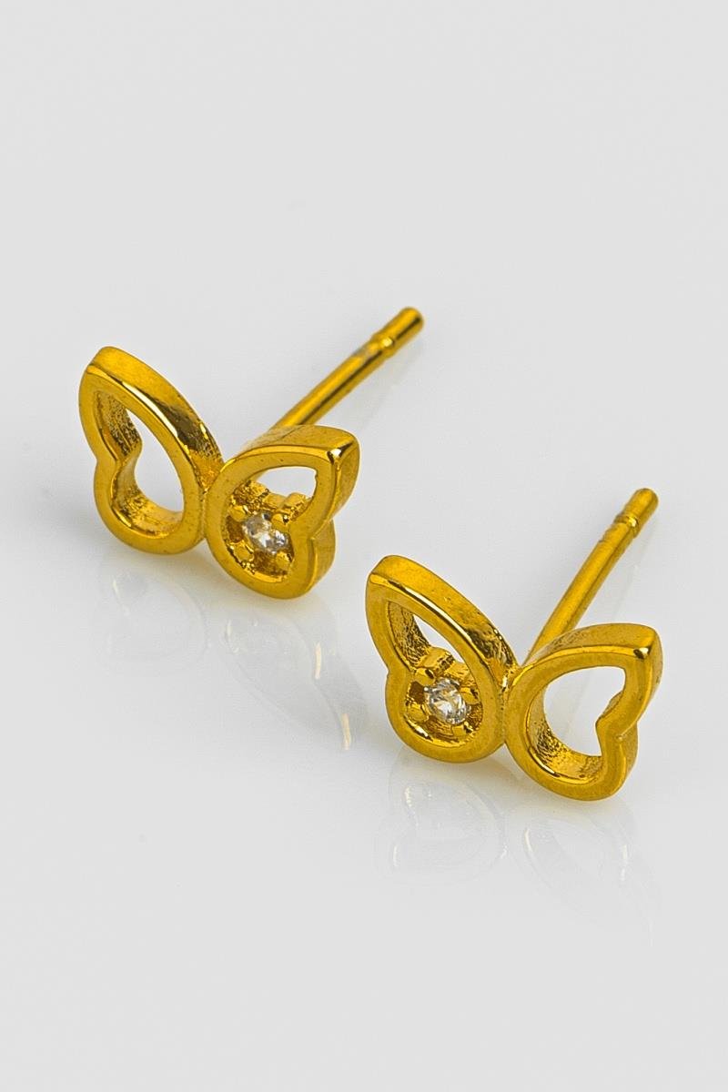 BRINCO INFANTIL BORBOLETA VAZADA COM ZIRCÔNIA 6X9MM OURO