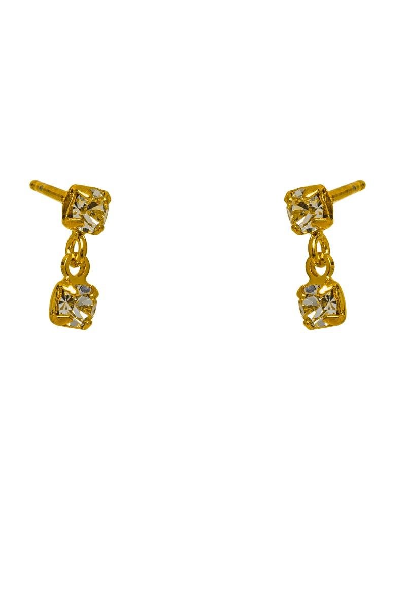 BRINCO BABY ZIRCÔNIA DUPLA CRISTAL 3MM OURO