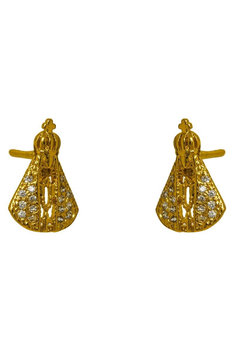 BRINCO NSA CRAVEJADA EM ZIRCÔNIAS CRISTAL VAZADA 13MM OURO