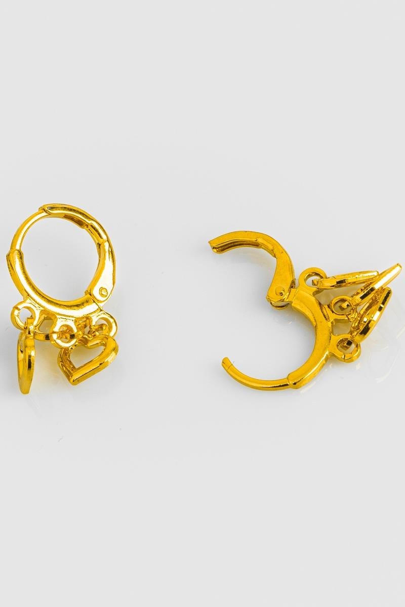 BRINCO CLICK TRIO DE CORAÇÕES VAZADO LISO OURO