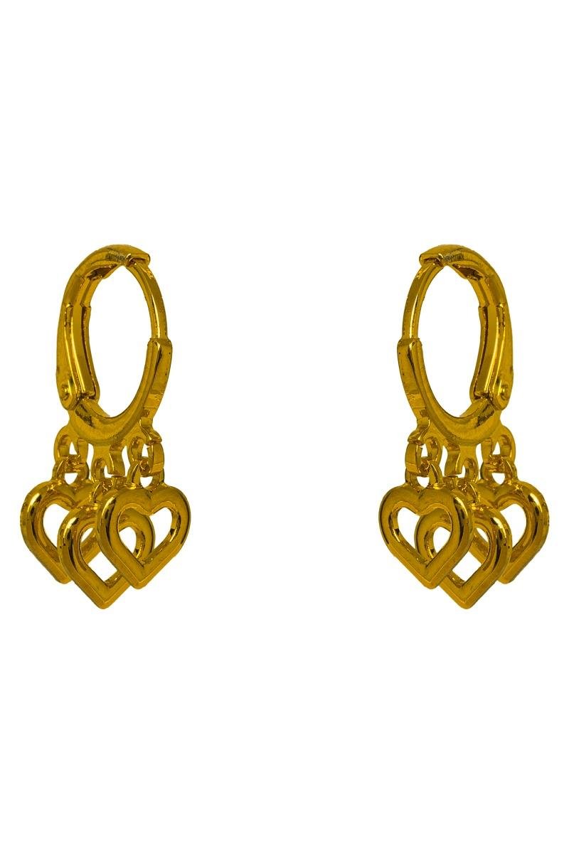 BRINCO CLICK TRIO DE CORAÇÕES VAZADO LISO OURO