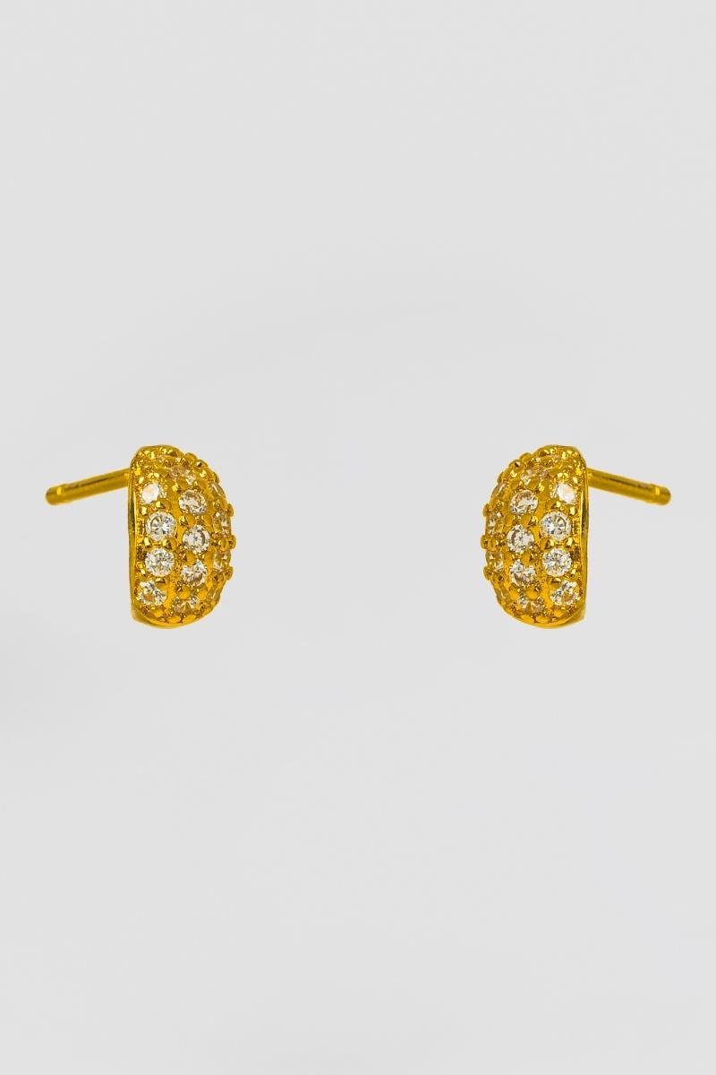 BRINCO INFANTIL MEIA ARGOLINHA CRAVEJADA EM ZIRCÔNIAS 7MM OURO