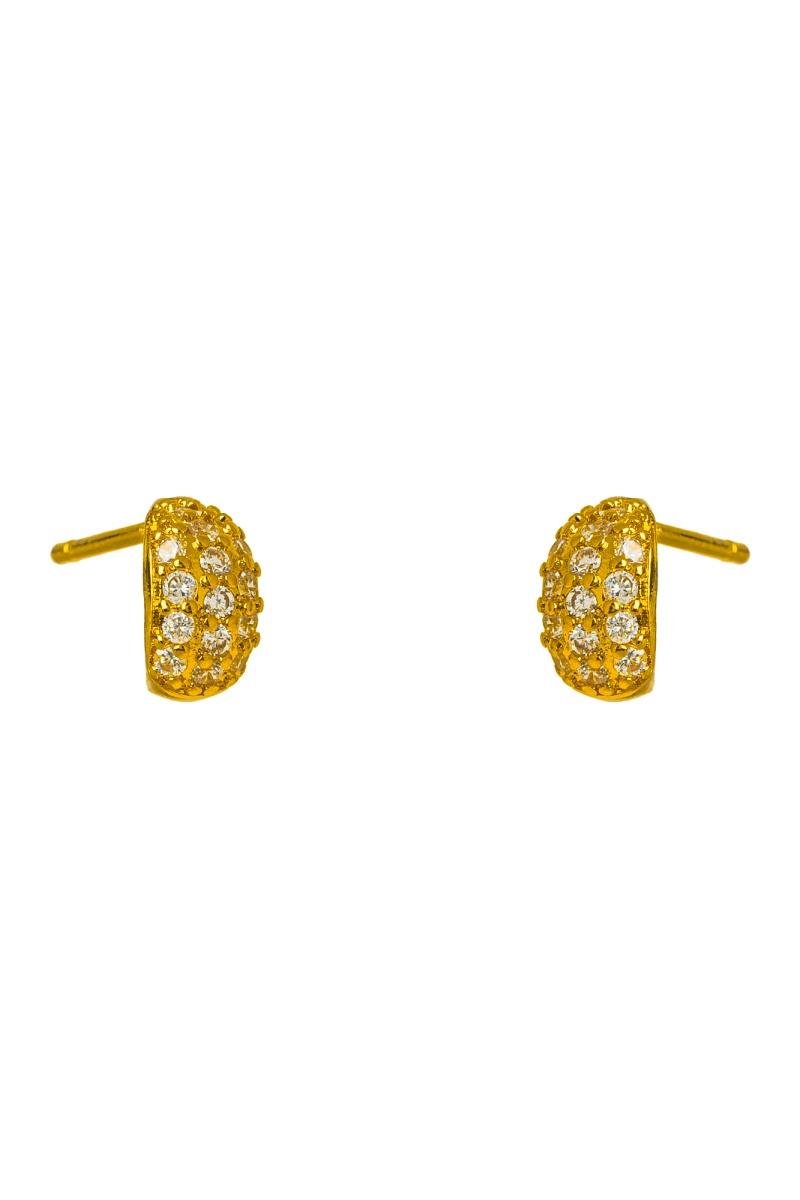 BRINCO INFANTIL MEIA ARGOLINHA CRAVEJADA EM ZIRCÔNIAS 7MM OURO