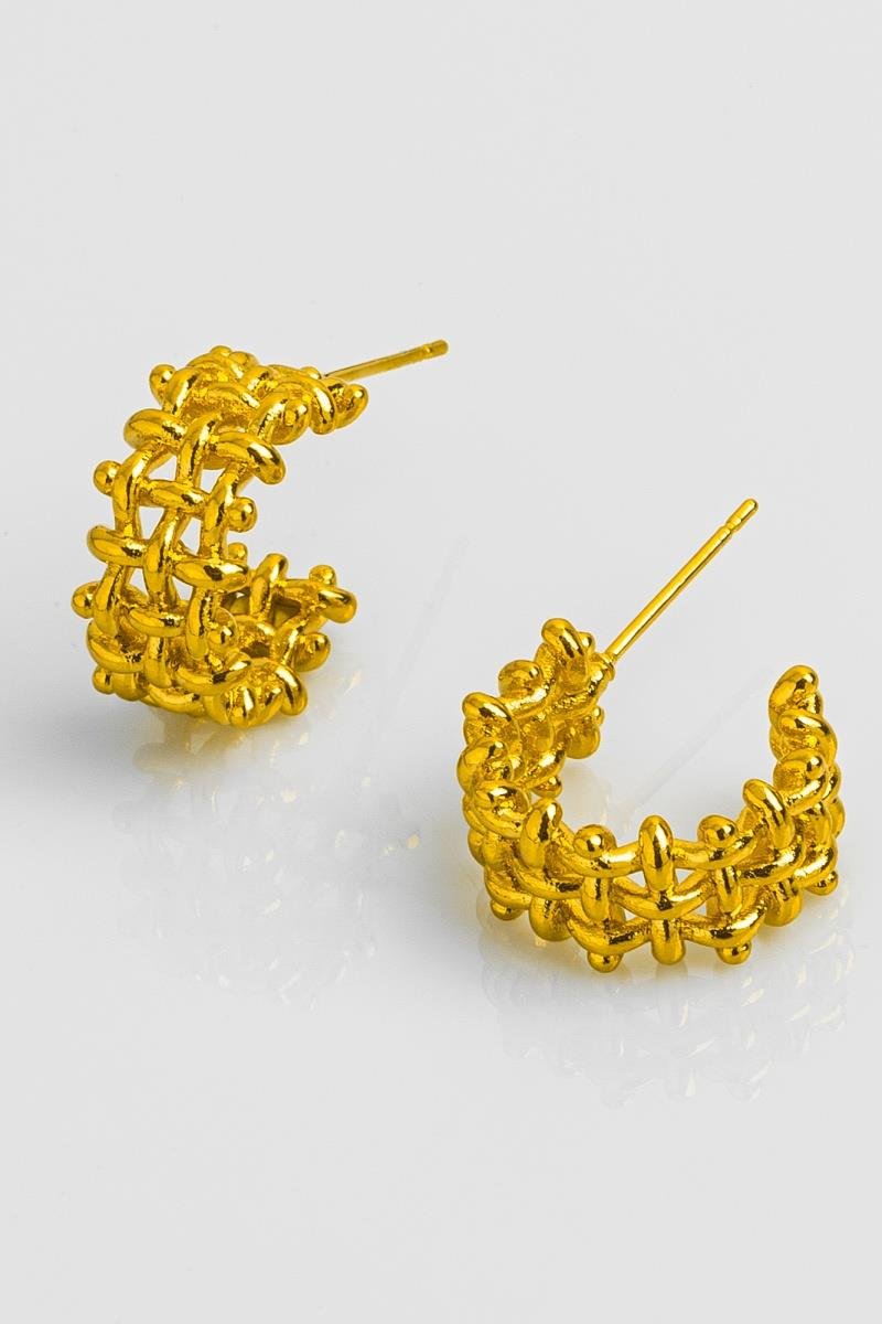 BRINCO DE ARGOLA TRÊS FIOS ENTRELAÇADO 16MM OURO