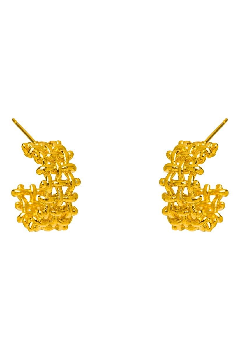 BRINCO DE ARGOLA TRÊS FIOS ENTRELAÇADO 16MM OURO