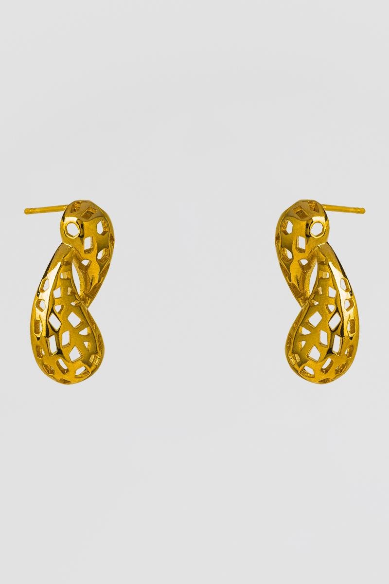 BRINCO GOTA DUPLA VAZADO COM FORMAS GEOMÉTRICAS 23MM OURO