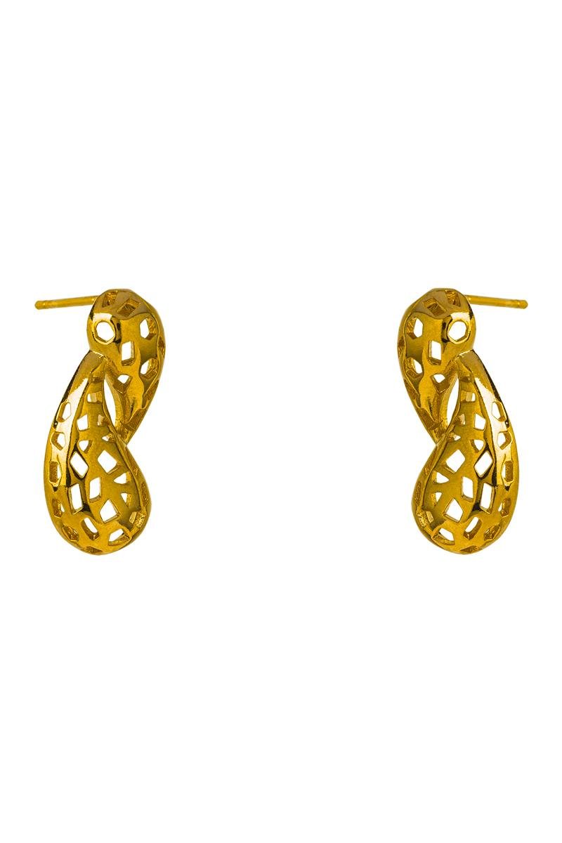 BRINCO GOTA DUPLA VAZADO COM FORMAS GEOMÉTRICAS 23MM OURO