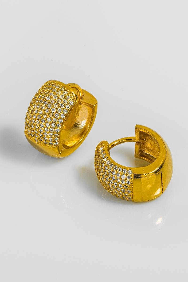 BRINCO DE ARGOLA CRAVEJADO EM ZIRCÔNIAS CLICK 17MM OURO
