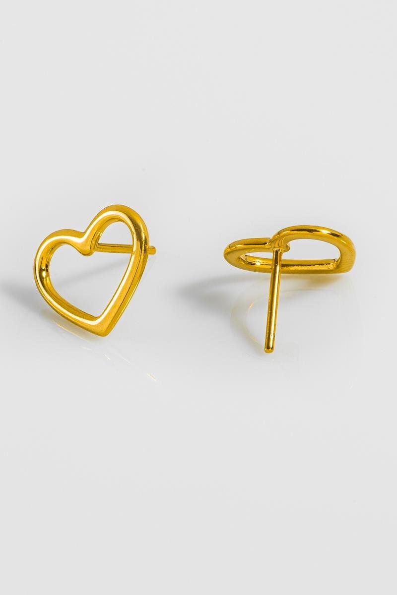 BRINCO DE CORAÇÃO LISO VAZADO 12MM OURO