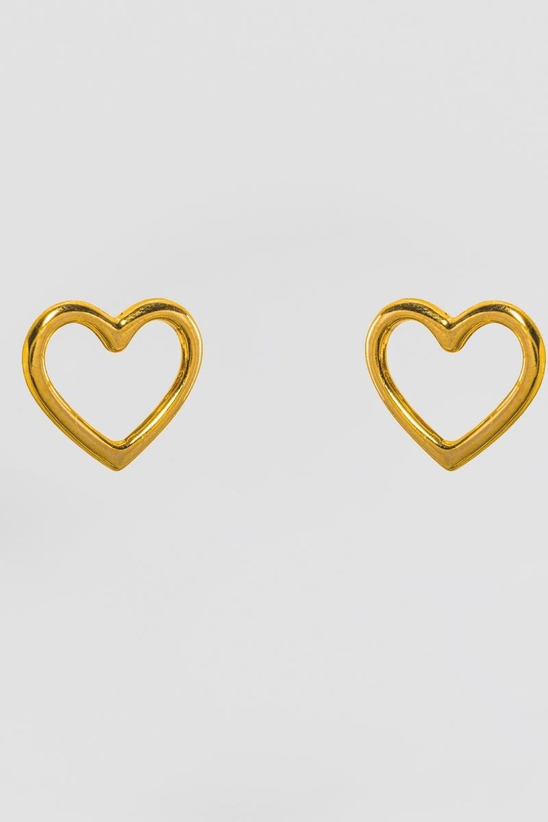 BRINCO DE CORAÇÃO LISO VAZADO 12MM OURO