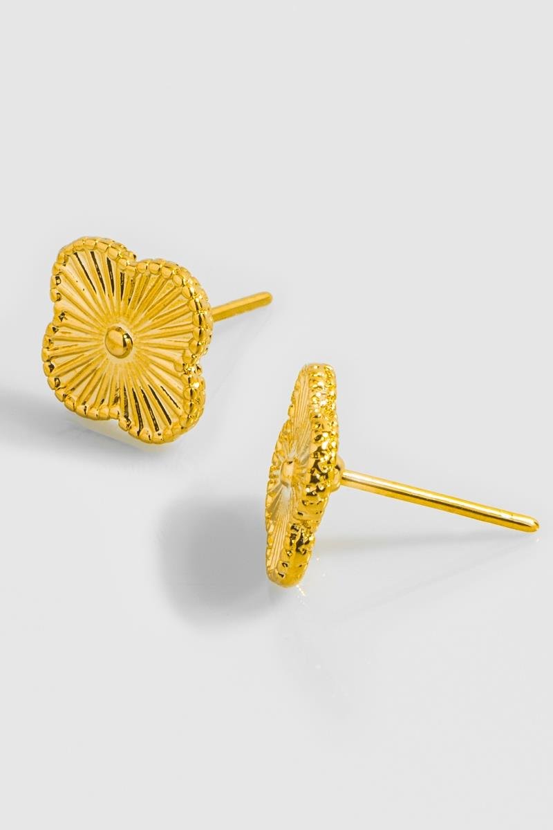BRINCO TREVO DETALHE BOLEADO 12MM OURO