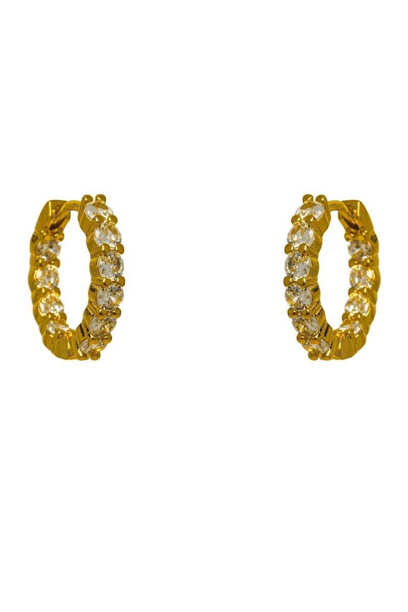 BRINCO ARGOLA CLICK CRAVEJADO DE ZIRCÔNIAS INTERNO E EXTERNO 17MM OURO