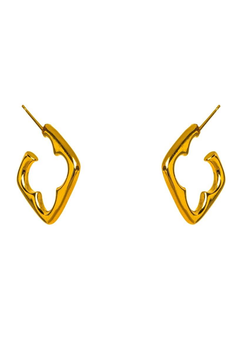 BRINCO ARGOLA QUADRADA FORMATO DE TREVO 20MM OURO