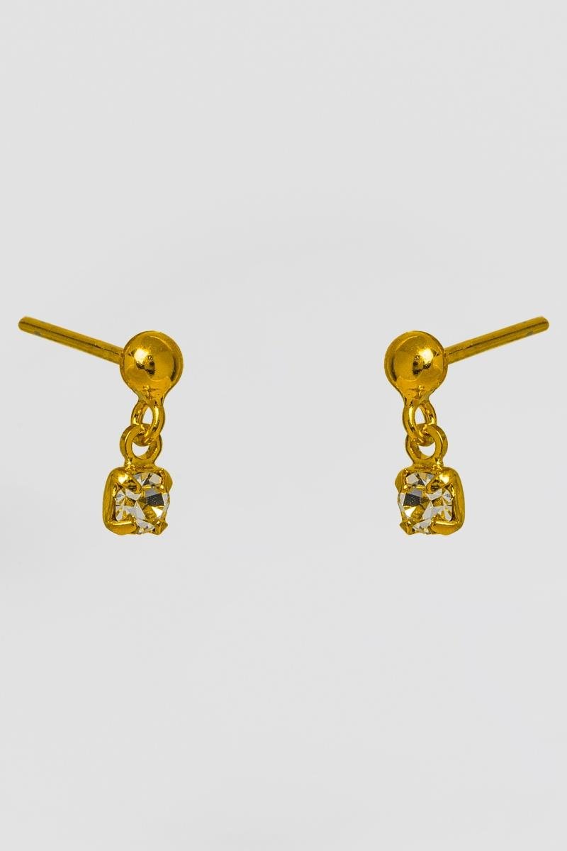 BRINCO INFANTIL BOLINHA LISA ZIRCÔNIA CRISTAL 3MM OURO