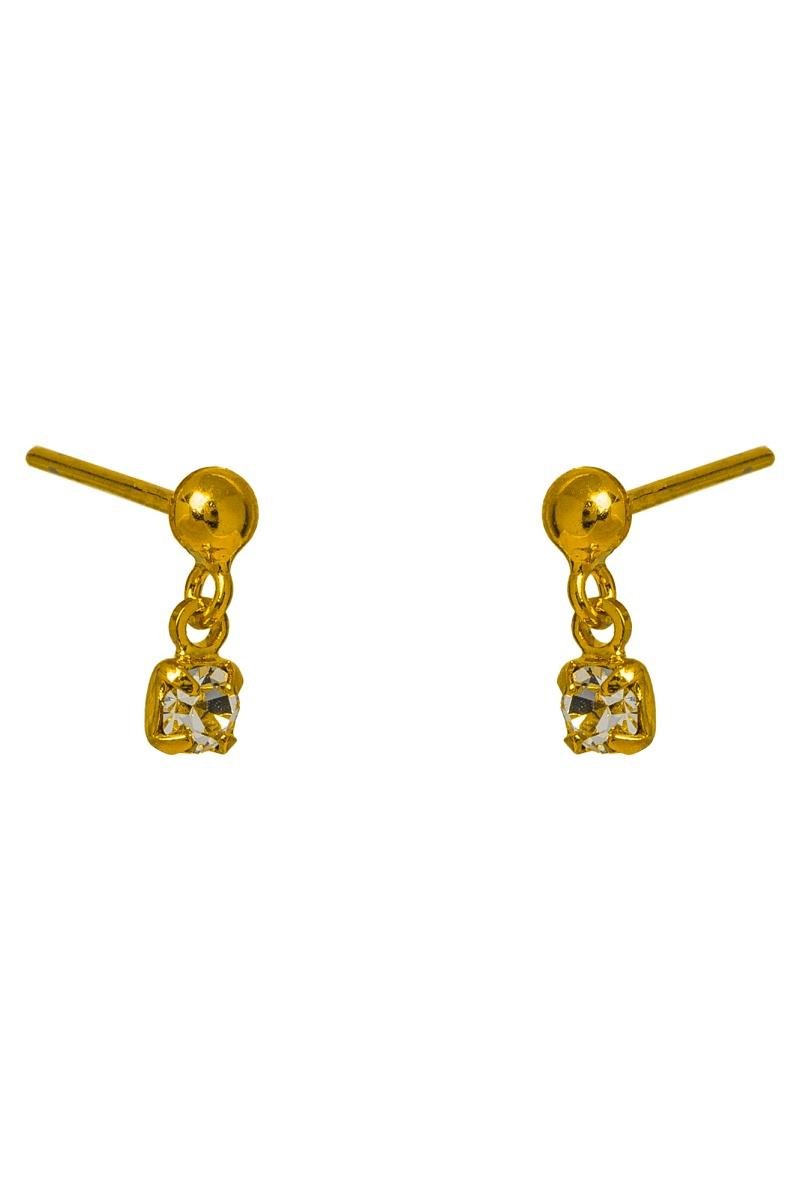 BRINCO INFANTIL BOLINHA LISA ZIRCÔNIA CRISTAL 3MM OURO