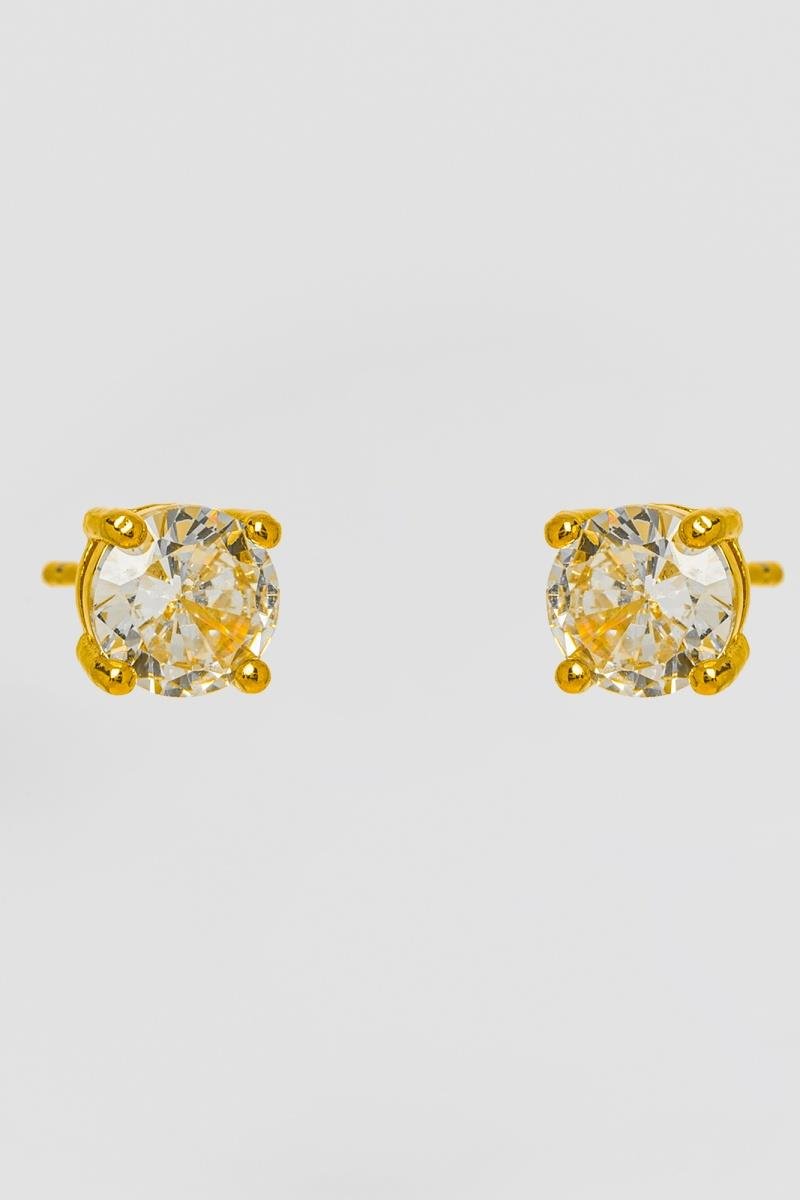 BRINCO PONTO DE LUZ ZIRCÔNIA 6MM COM QUATRO GARRAS OURO