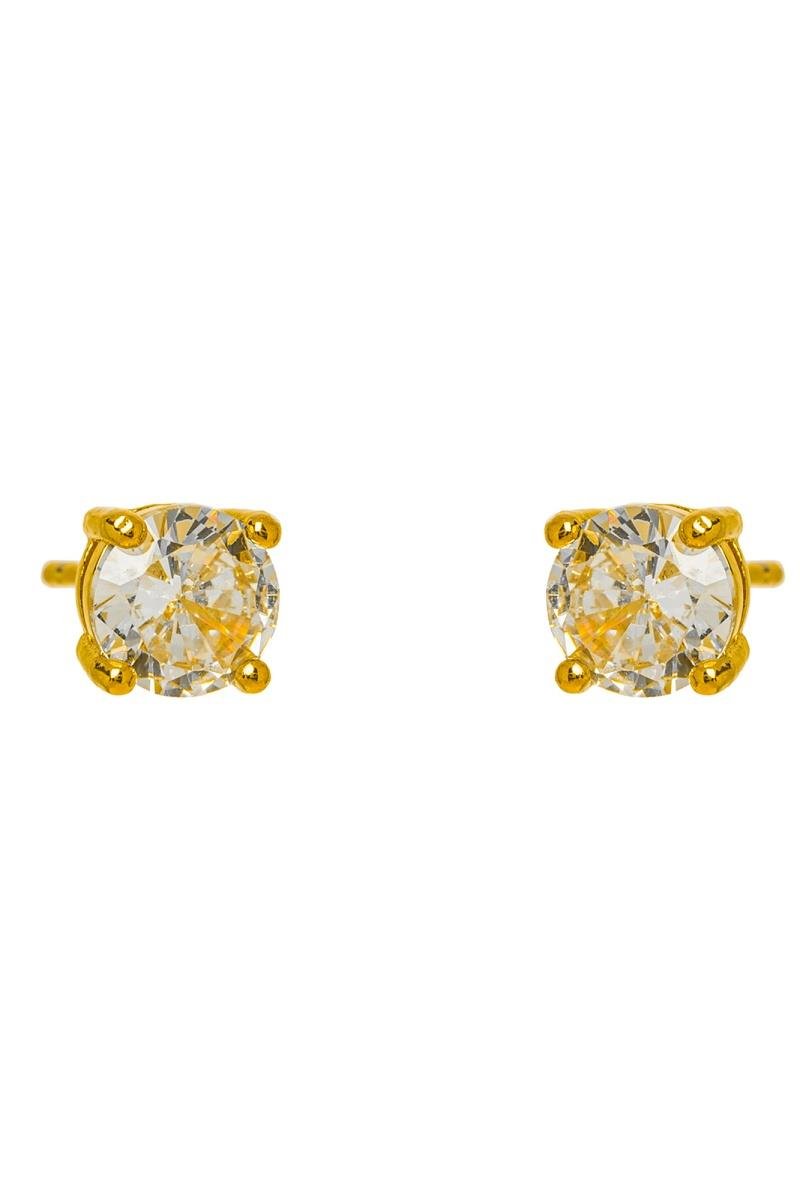 BRINCO PONTO DE LUZ ZIRCÔNIA 6MM COM QUATRO GARRAS OURO