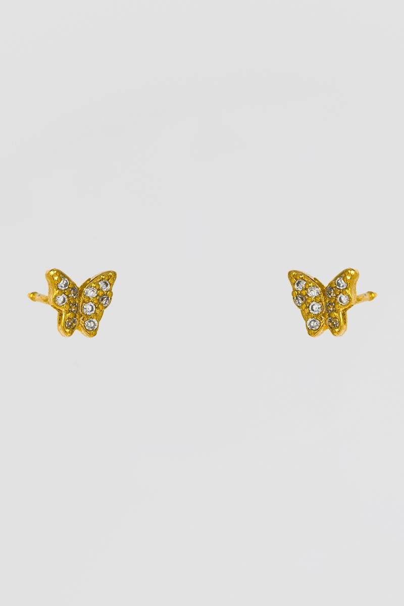 BRINCO INFANTIL BORBOLETA CRAVEJADA EM ZIRCÔNIAS 5MM OURO