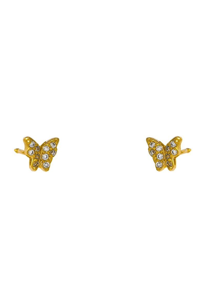 BRINCO INFANTIL BORBOLETA CRAVEJADA EM ZIRCÔNIAS 5MM OURO
