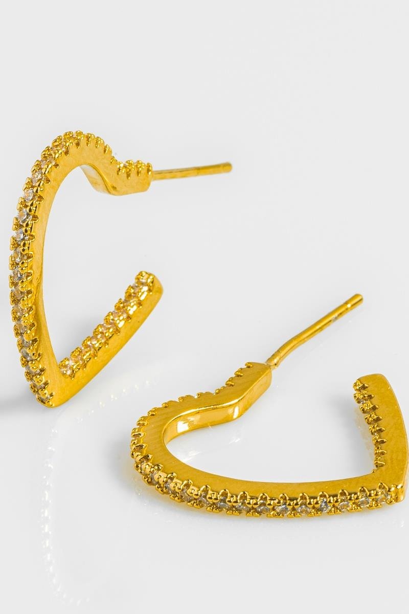 BRINCO ARGOLA CORAÇÃO CRAVEJADO DE ZIRCÔNIAS INTERNO E EXTERNO 19MM OURO
