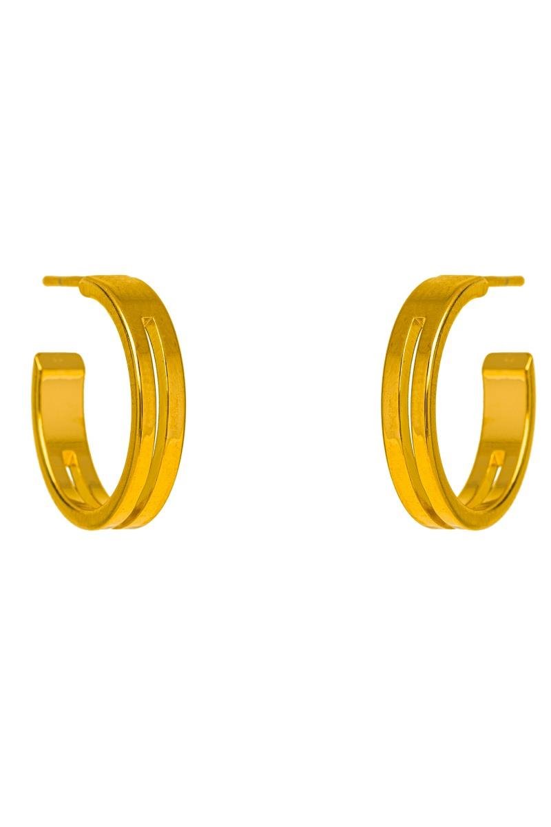 BRINCO ARGOLA LISA FIO DUPLO VAZADO 19MM OURO