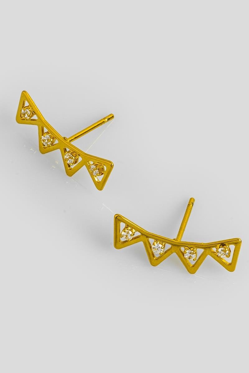 BRINCO EAR CUFF TRIÂNGULO VAZADO COM ZIRCÔNIAS OURO