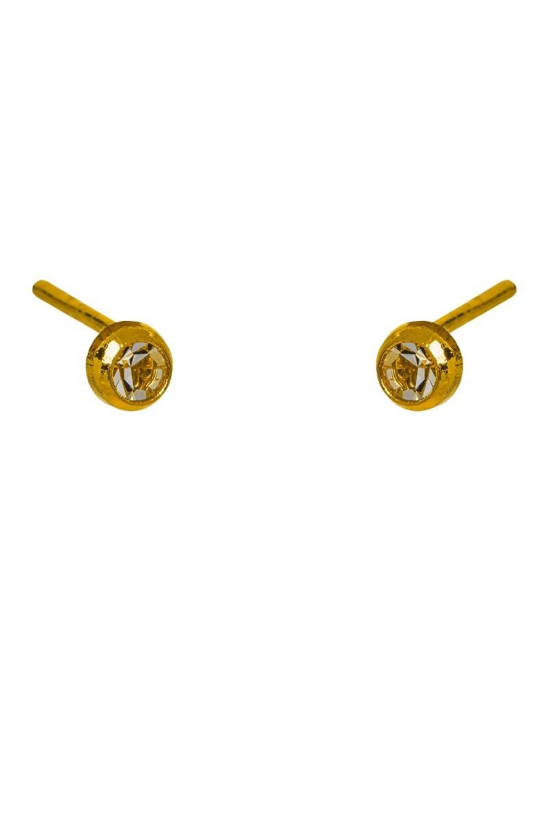 BRINCO INFANTIL PONTO DE LUZ ZIRCÔNIA CRISTAL 4MM CRAVAÇÃO INGLESA OURO