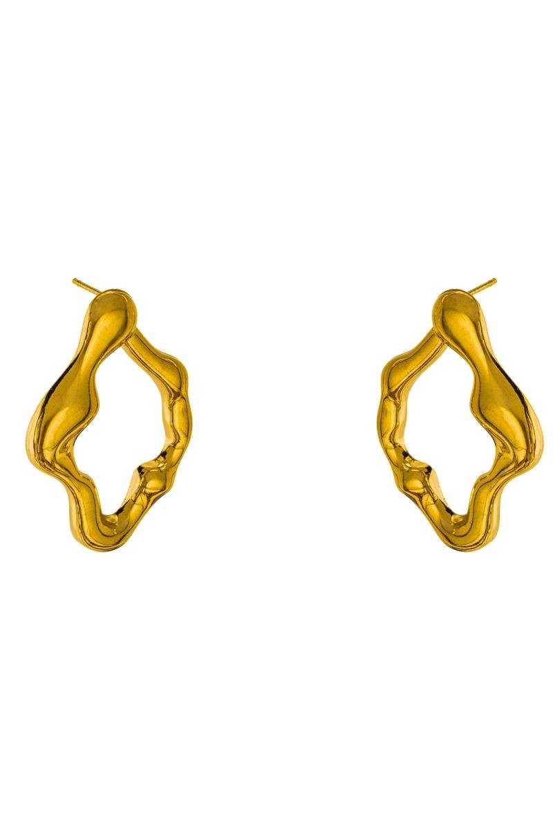 BRINCO ORGÂNICO VAZADO CURVADO 29MM LISO OURO