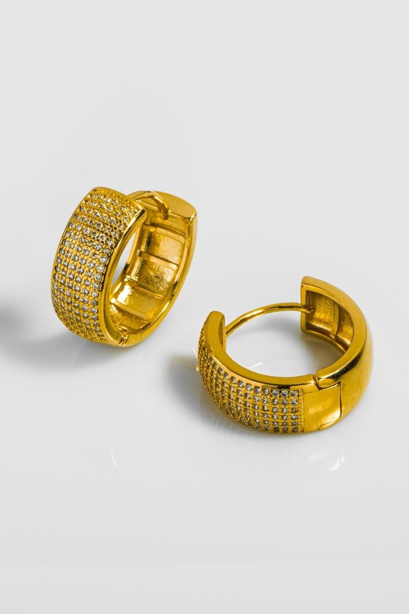 BRINCO DE ARGOLA CRAVEJADO EM ZIRCÔNIAS CLICK 24MM OURO