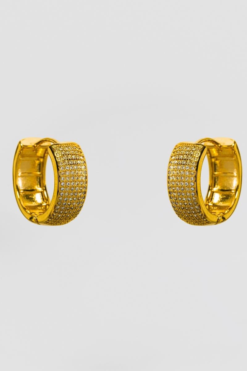 BRINCO DE ARGOLA CRAVEJADO EM ZIRCÔNIAS CLICK 24MM OURO