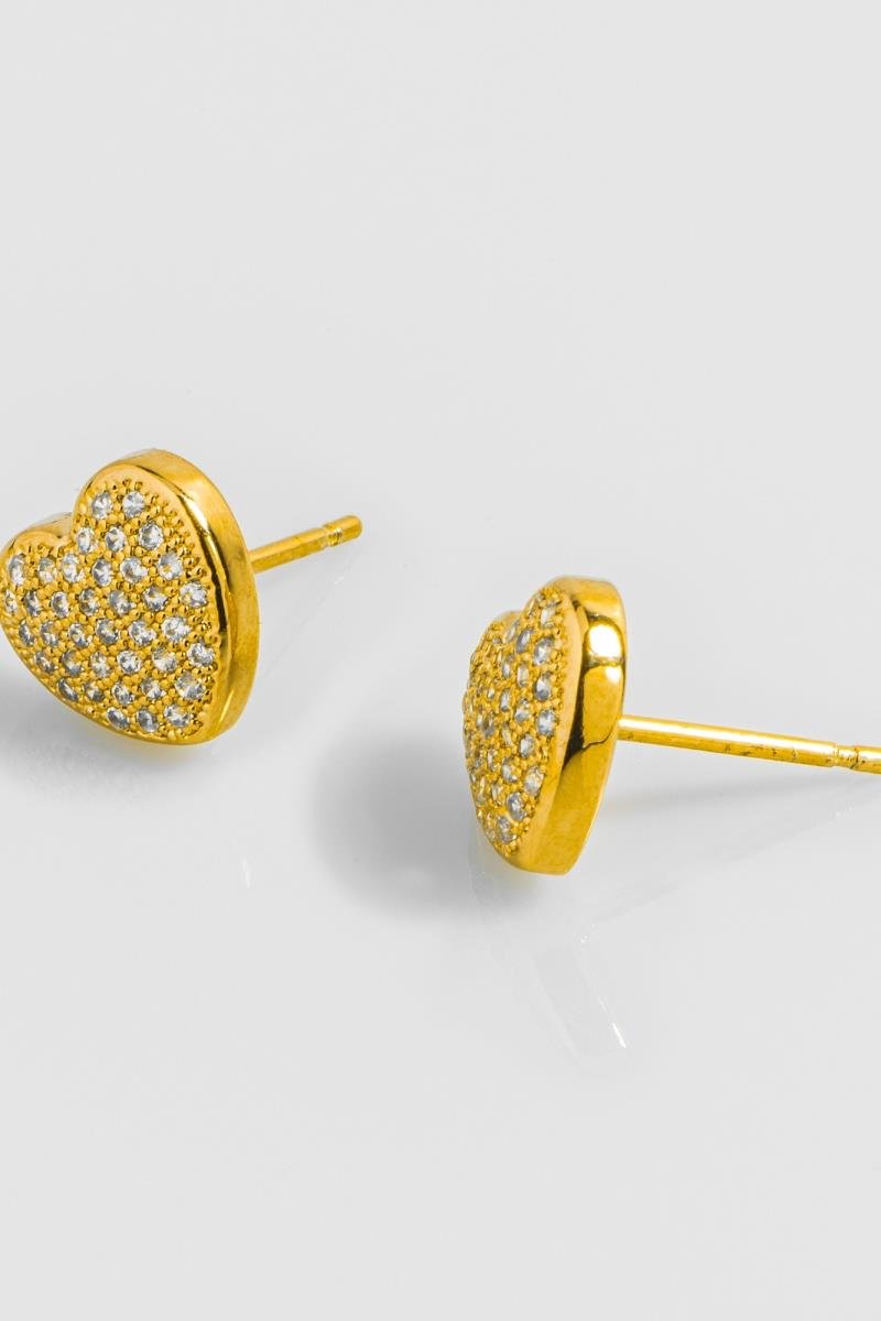 BRINCO CORAÇÃO CRAVEJADO EM ZIRCÔNIAS 9MM OURO