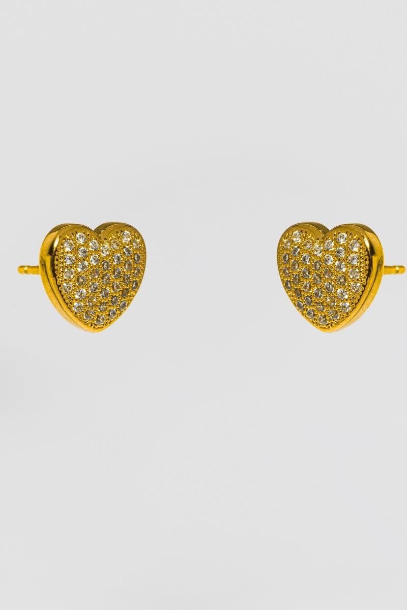 BRINCO CORAÇÃO CRAVEJADO EM ZIRCÔNIAS 9MM OURO