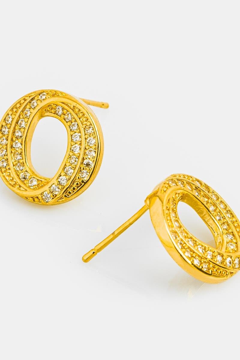BRINCO REDONDO FIOS CRAVEJADO ZIRCÔNIA VAZADO 14MM OURO