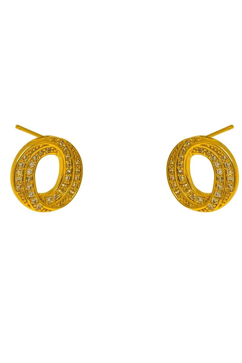 BRINCO REDONDO FIOS CRAVEJADO ZIRCÔNIA VAZADO 14MM OURO