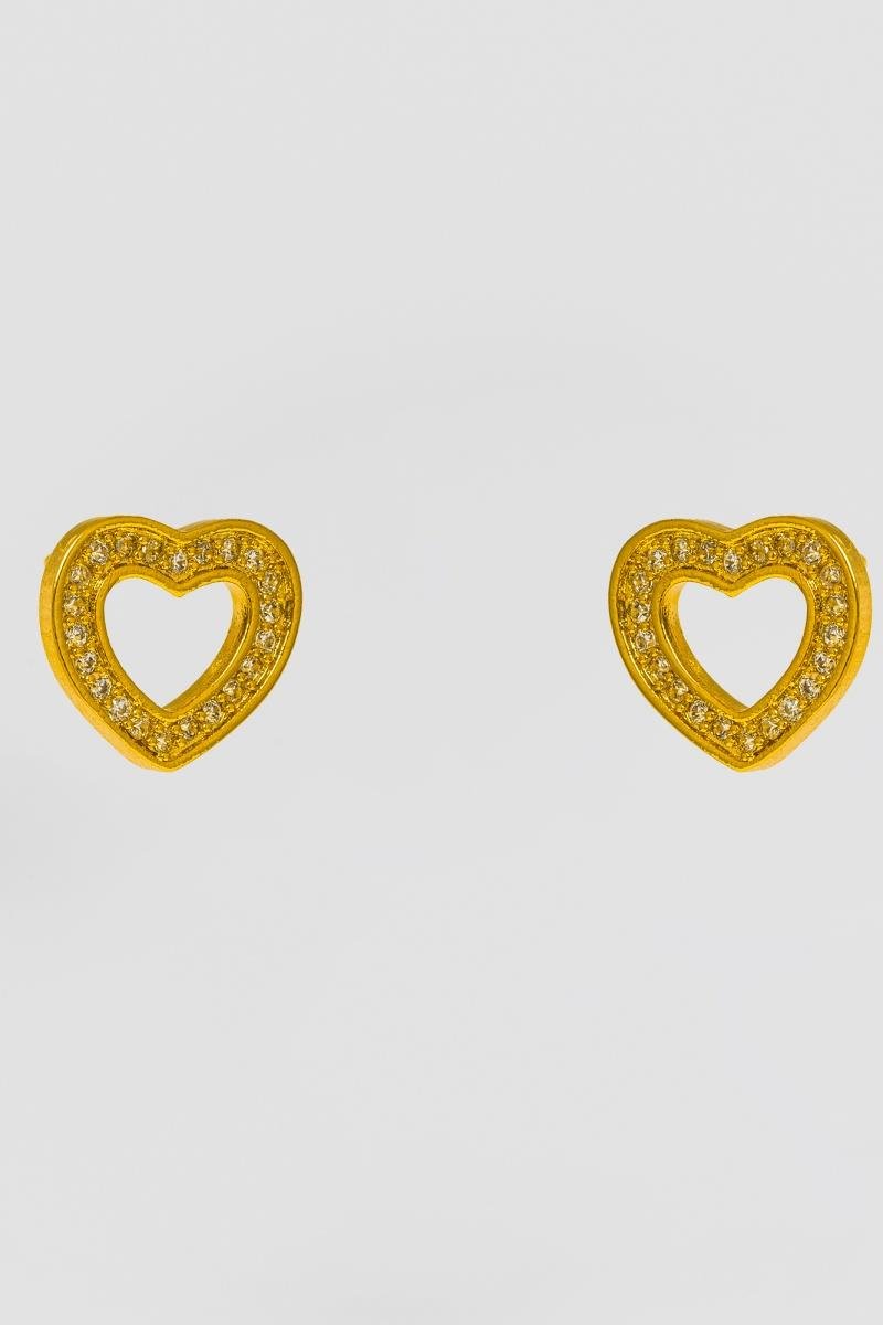 BRINCO CORAÇÃO CRAVEJADO EM ZIRCÔNIAS 11X12MM OURO