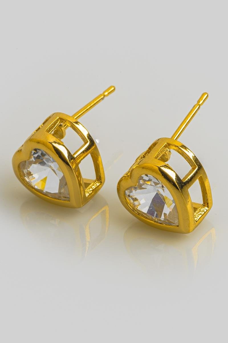 BRINCO CORAÇÃO PONTO DE LUZ 10MM CRAVAÇÃO INGLESA OURO